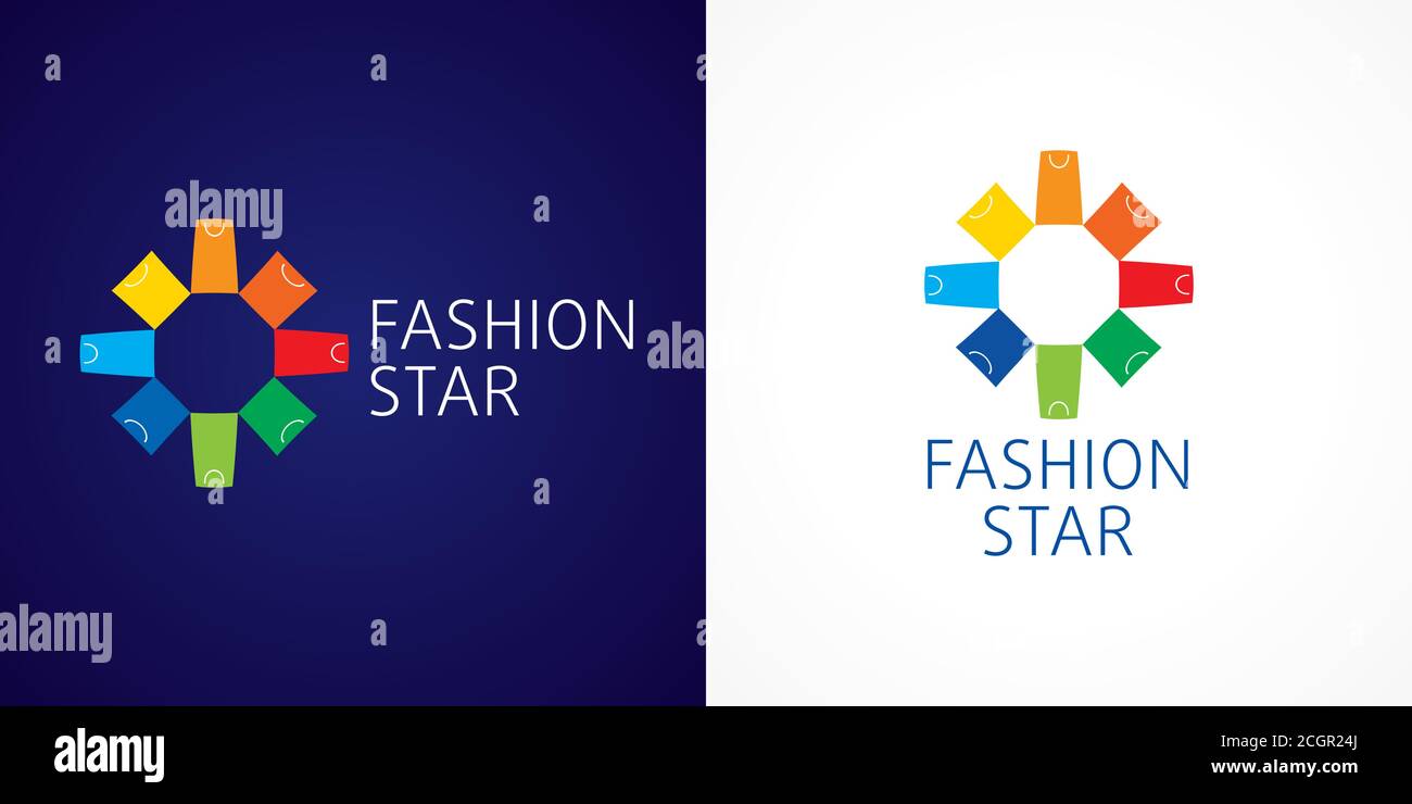 Logo rotondo creativo di moda su sfondo bianco e scuro. Modello grafico isolato astratto. Concetto di branding. Logotipo concetto moderno Illustrazione Vettoriale