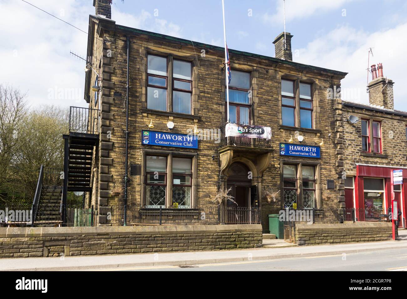 Edificio del Club conservatore a Haworth, West Yorkshire. Una rete di club sociali in tutto il Regno Unito associati ai principali partiti politici del Regno Unito. Foto Stock