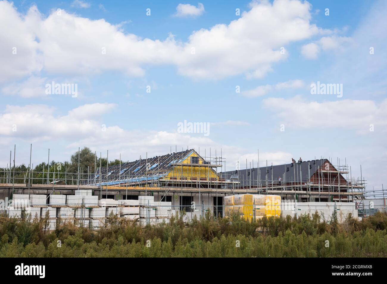 Cantiere con nuova costruzione di case nei Paesi Bassi Foto Stock