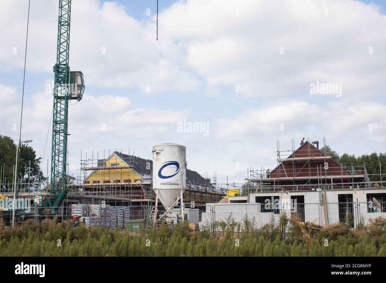 Cantiere con nuova costruzione di case nei Paesi Bassi Foto Stock