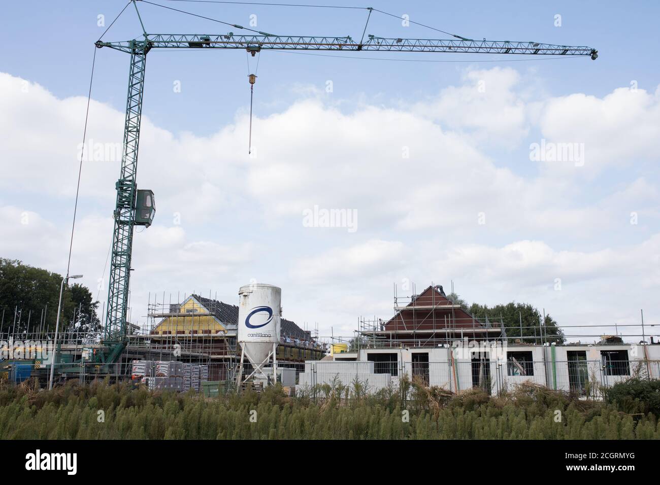 Cantiere con nuova costruzione di case nei Paesi Bassi Foto Stock