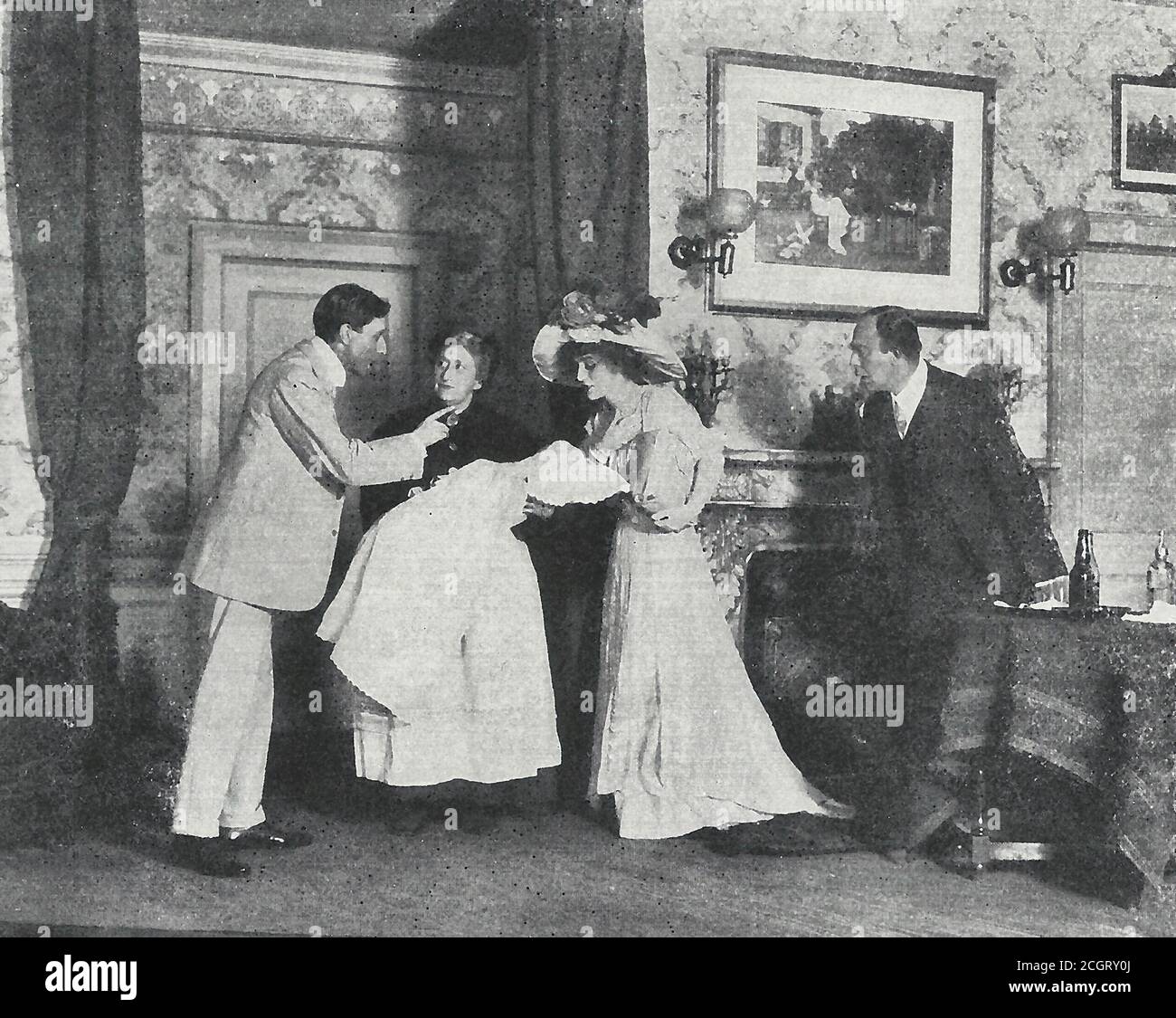 Scena di Settimo che mostra George Arliss e Emily Stevens a Broadway a New York City, circa 1910 Foto Stock