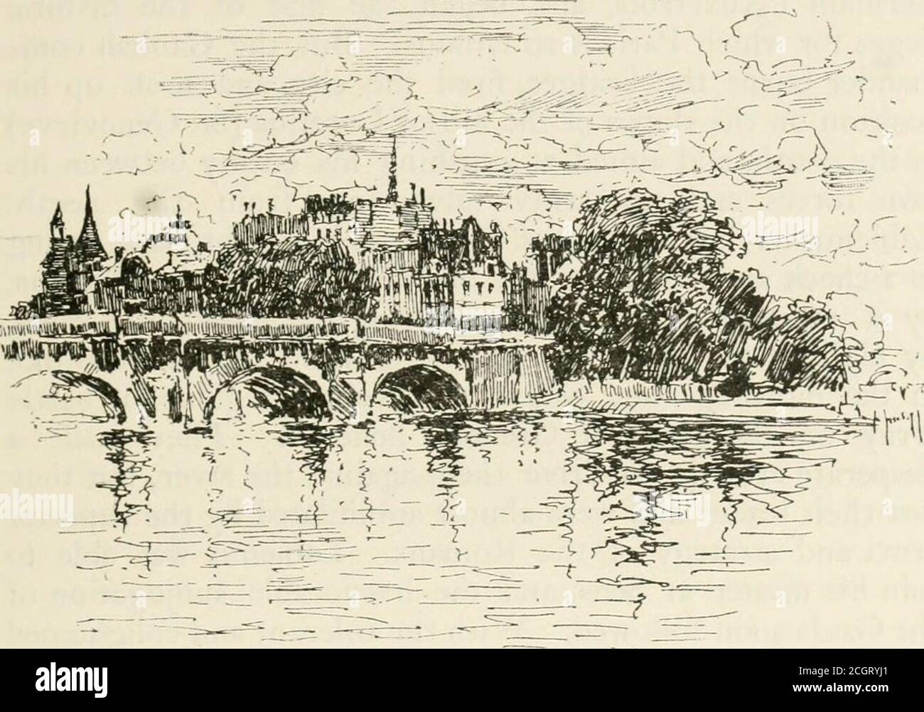 . Parigi e la sua storia, di T. Okey; illustrata da Katherine Kimball & O. F. M. Ward . Ear la ricca terra di mais di la Beauce, E a nord-est, oltre l'altopiano di la Valois, si trovava la strada per le Fiandre, era una delle stazioni fluviali sulla linea dei commercianti fenici intin, che più preziosi e rari dei metalli antichi, tra Marsiglia e Gran Bretagna, E nel Medioevo divenne, con Lione e Beaucaire, una delle principali fiere della via del commercio thathistoric che le principali linee di traffico ferroviario seguono oggi. L'isola ora conosciuta come la Cite, che i fondatori di Parigi scelsero f Foto Stock