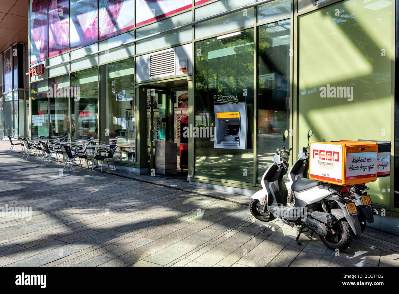Filiale DI FEBO ad Almere, Paesi Bassi. FEBO è una catena di ristoranti fast food olandesi walk-up del tipo automa. Foto Stock