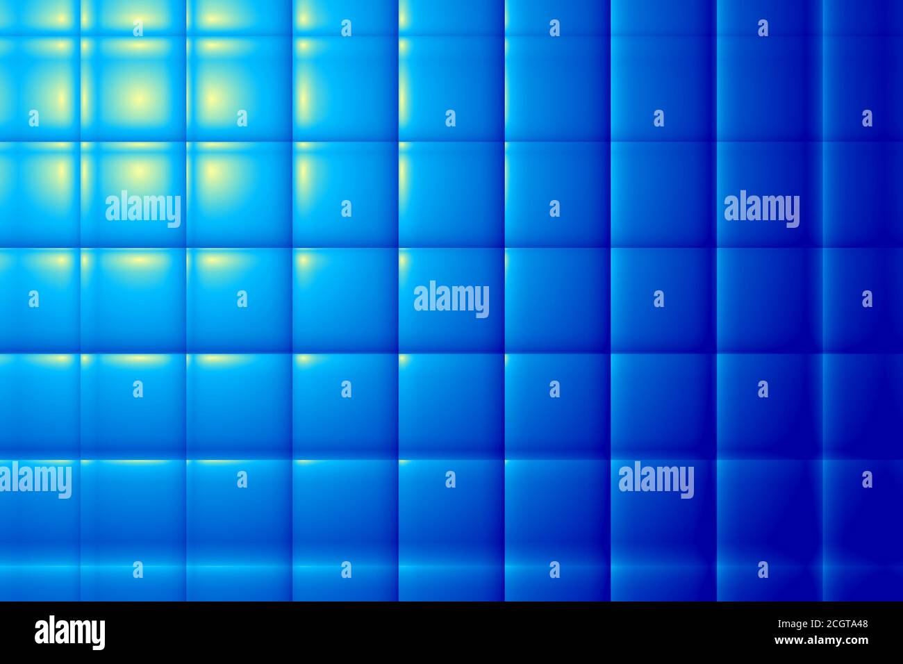 Sfondo astratto blu di forme geometriche pixelate. Strisce, griglia, sole, piscina, forme geometriche di colore, colori piatti quadrati. Trendy p Foto Stock