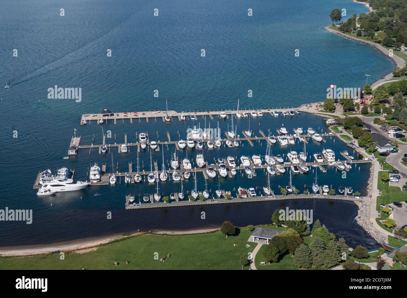 Vista aerea di Petoskey Marina Foto Stock
