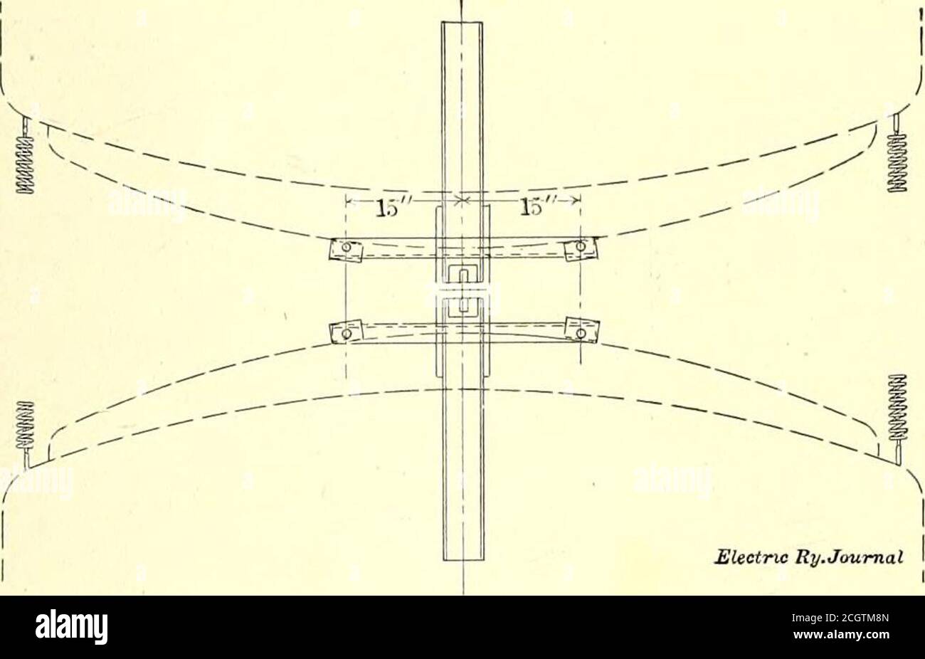 . Electric railway journal . ls 4 Grip sulfa Bar ASSEMBLY MOSTRANDO DUE-CAR TRENO SU 24 PER CENTO 6RABE BV.Jaur^r capacità di questa linea è stato di circa 6000 ore passengersper, ma sono stati appena effettuati cambiamenti in cui la capacità massima diventa 8000 passeggeri perhour, e il fattore di sicurezza nella parte più debole del sistema non è inferiore a otto. Per realizzare i thisha necessitava di un cavo più grande, nuovo design di presa, re-. Foto Stock