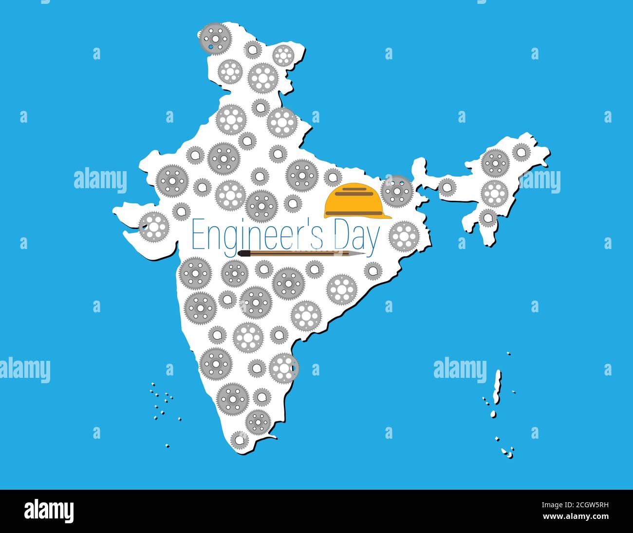 Illustrazione vettoriale del giorno dell'ingegnere India. 16 settembre. Sfondo con strumenti di costruzione. Illustrazione Vettoriale