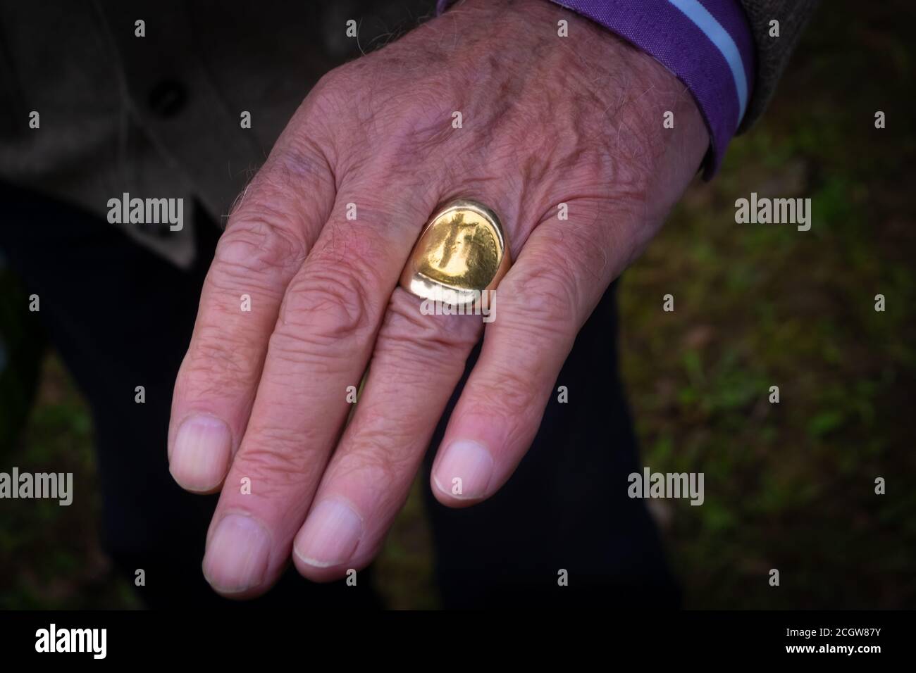 anello sovrano in oro zingaro Foto Stock
