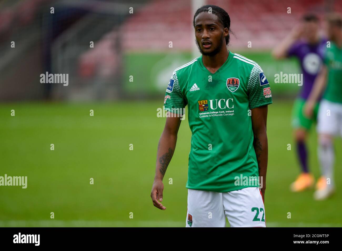 Cork, Irlanda. 12 settembre 2020. Deshane Dalling di Cork durante la partita SSE Airtricity Premier Division tra Cork City FC e Shamrock Rover al Turner's Cross Stadium di Cork, Irlanda, il 12 settembre 2020 (Foto di Andrew SURMA/SIPA USA) Credit: Sipa USA/Alamy Live News Foto Stock