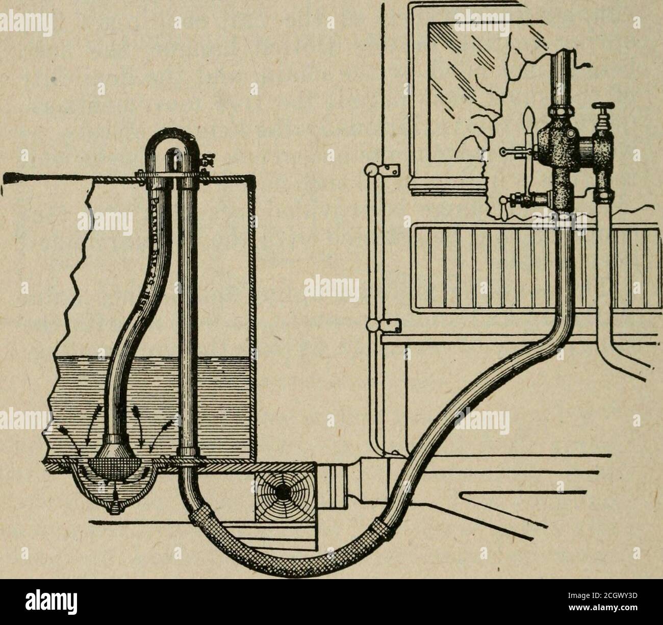. Scienza delle ferrovie. Nelle viste in pianta, l'appendiabiti è provvisto di un tampone elastico che assicura in posizione operativa l'accoppiamento pneumatico in tutte le condizioni in cui operano gli accoppiatori per auto mil, che mantiene il punto di accoppiamento dell'accoppiatore aereo in anticipo rispetto all'accoppiamento per auto. Lappoggio in questa gruccia asolata, la testa sospesa dalla catena, e la flessibilitàdel tubo corto consentono i movimenti liberi, rievasi dalle variazioni di altezza delle vetture, nonché dai movimenti su curve, e anche l'accoppiamento libero in tutti questi casi. Viene fornito un interscambio Foto Stock
