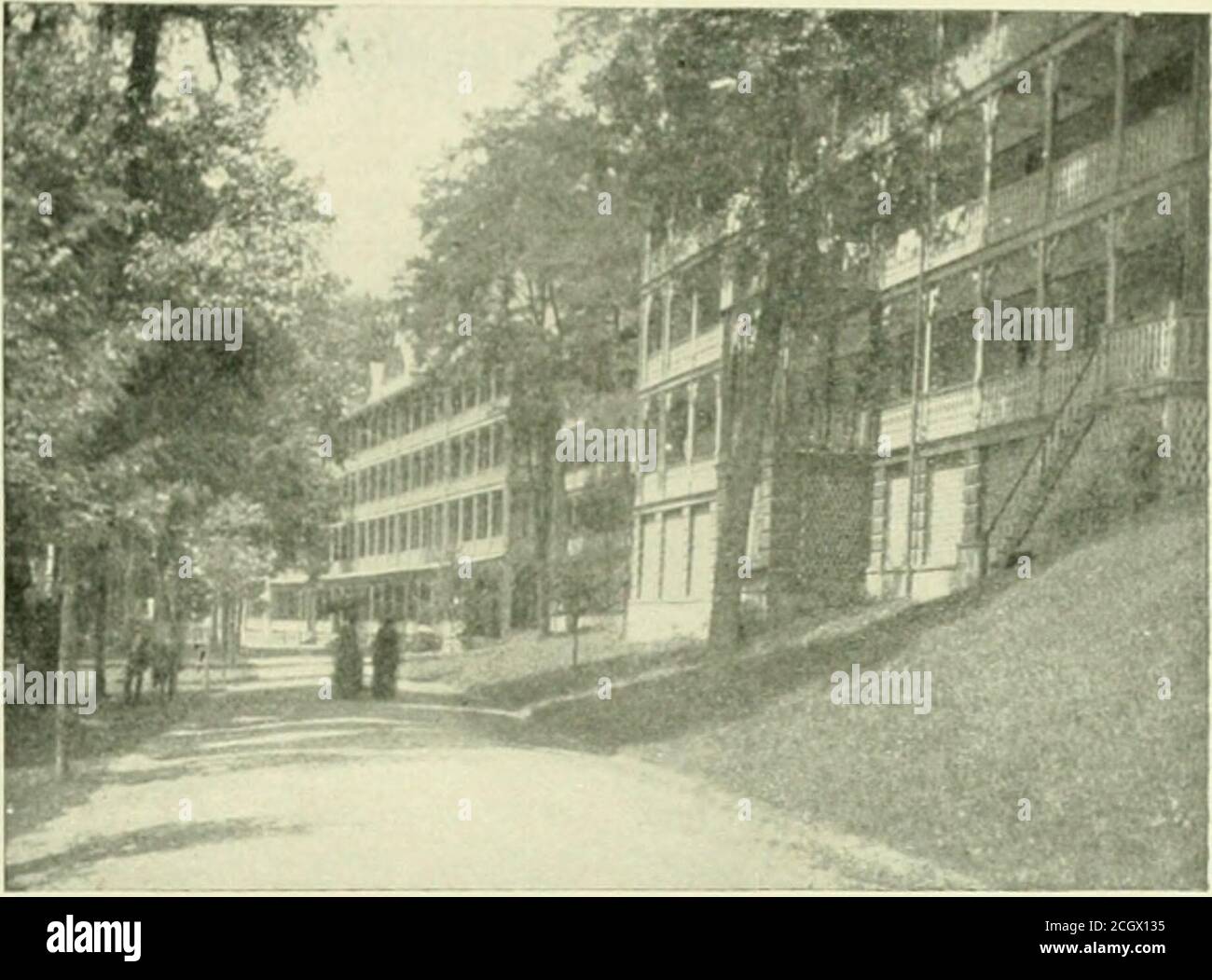 . Libro del blu reale . ALLEGHENY MOUNTAIN RESORTS.. BKDKOKU SPHINliS. PENXSVLVAXI V. BEDFORD SPRINGS, PENNSYLVANIA. Bedford Springs, situata a Bedford, Pa., a 16 miglia dalla stazione di Hyndraan sulla Baltimora & Ohio Railroad, nelle Alle-gheny Mountains, a 1,100 piedi sopra le acque maree, comprende la Magnesia Spring, la Sulfur Spring, la pure Spring e la TheIron Spring. L'aria di montagna è stracciante, le notti sono deliziose, senza zanzare, e la malaria è inascoltata. E' stato patrocinato come una località turistica estiva per tre quarti di secolo, e le AT-tractions del luogo sono ben note. Celeb Foto Stock