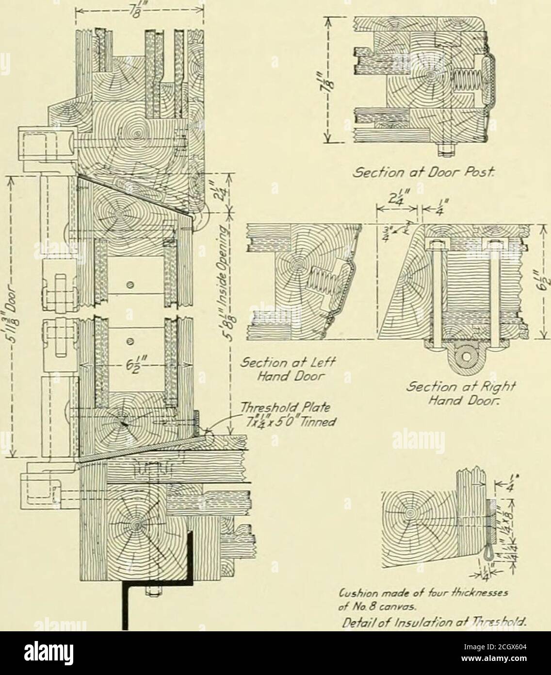 . Gazzette di età ferroviaria. Frigorifero Auto per mercanti Dispatch Dairy Line Giugno, 1914 GAZETTE DI ETÀ FERROVIARIA, EDIZIONE MECCANICA 309 dall'esterno verso l'esterno dei batticalcali laterali per l'intera lunghezza della macchina. La portata massima è di 13/16 poll. cypress e si estende dalla parte anteriore della coppa di gocciolamento alla parte anteriore dei serbatoi del ghiaccio. . lo strato di plastica di sbavatura è posato fra la parte superiore e la parte inferiore della pista. È stato islappato al centro e si estende per 6 poll. Su ciascun lato della vettura. I serbatoi di ghiaccio hanno dimensioni interne di 2 piedi. 11J4 i- hy 7 ft. Cuscino di spessore capannodel n° 8 congas.Defaefof Insu/afion af Threshofd. Sezioni Foto Stock