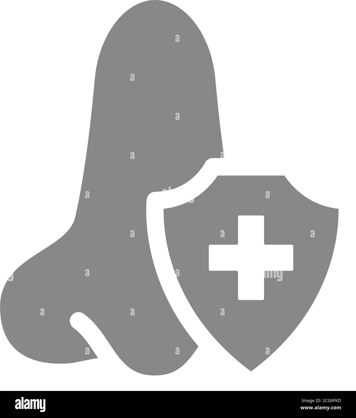 Icona grigia del naso sana e protetta. Simbolo del pronto soccorso per le malattie olfattiche degli organi Illustrazione Vettoriale