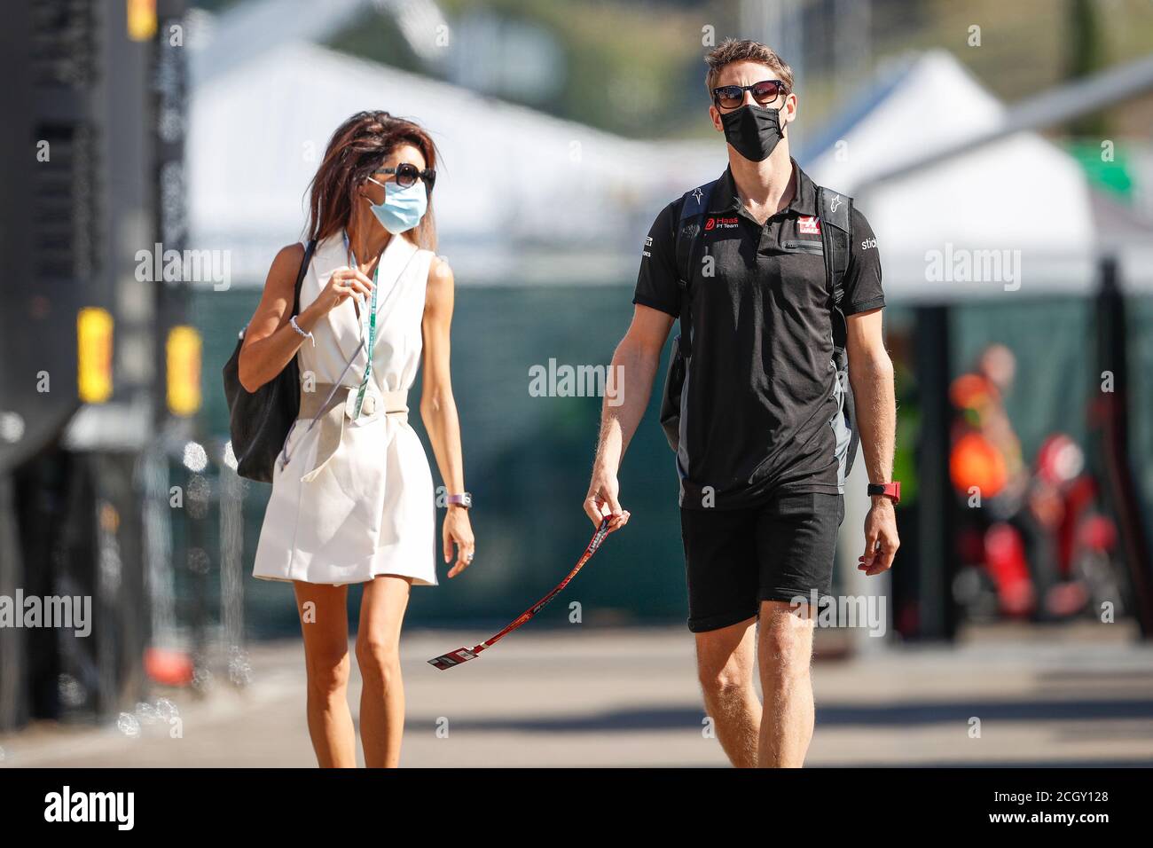 GROSJEAN Romain (fra), Haas F1 Team VF-20 Ferrari, JOLLES Marion (fr), giornalista televisivo francese e moglie di Romain Grosjean durante la Formula 1 Pirelli Gr Foto Stock
