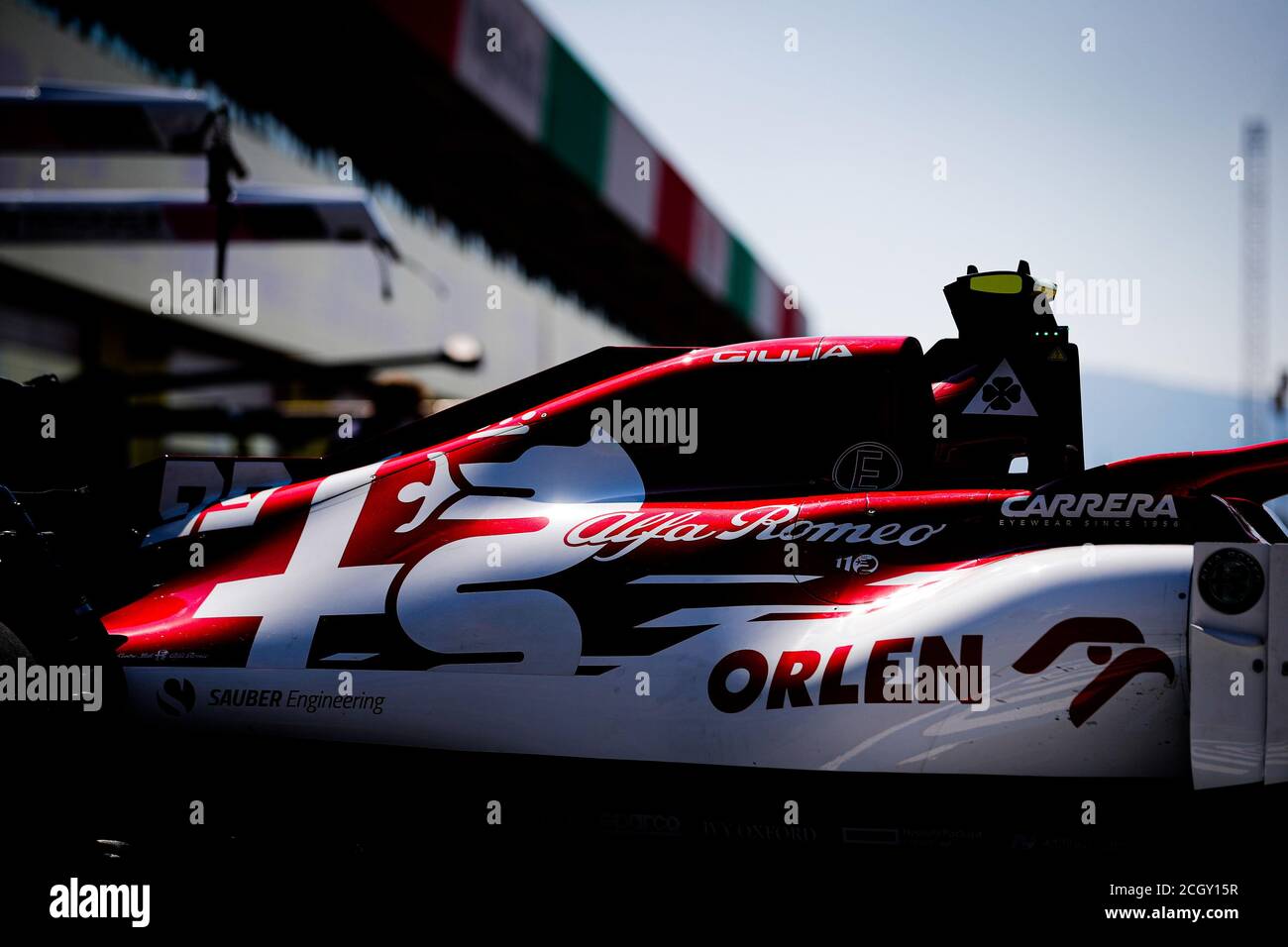 Alfa Romeo Racing ORLEN C39, dettaglio meccanico durante la Formula 1 Pirelli Gran Premio della Toscana Ferrari 1000, 2020 Gran Premio di Toscana, da Septe Foto Stock