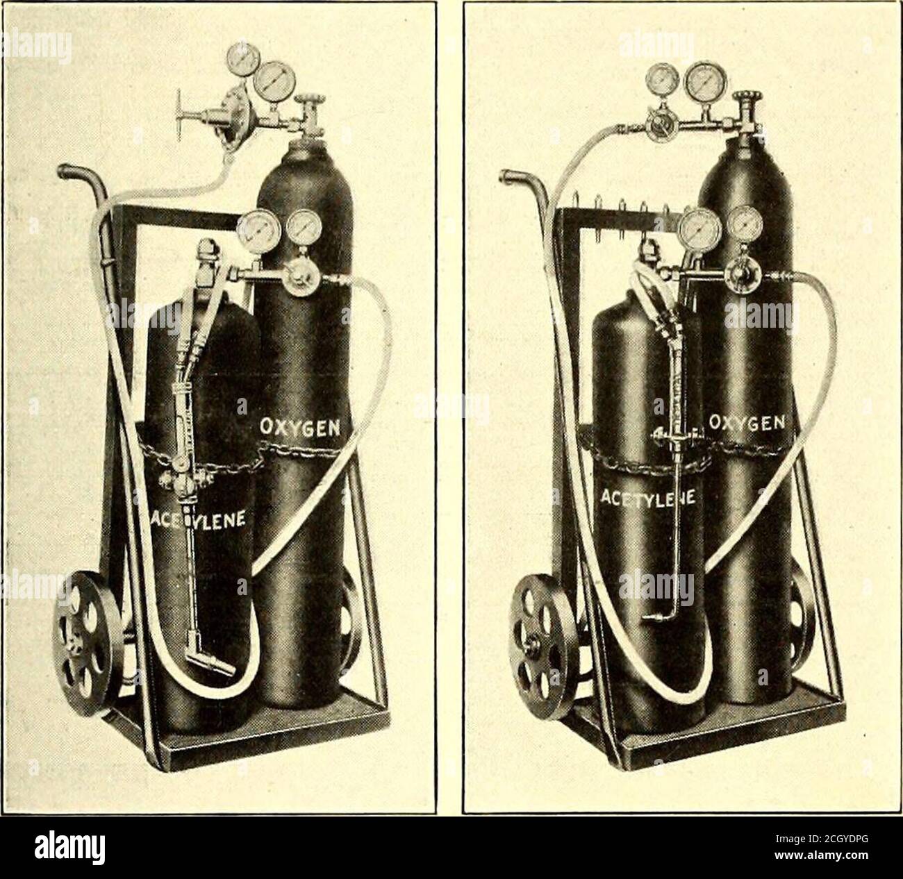 . Electric Railway journal. Edin Kansas City by the Bull Dog Manufacturing COM-pany, ed è noto come il rimorchio del cane toro. I due rimorchi in uso dalla società metropolitana sono i primi che la nuova azienda ha prodotto. La Westinghouse Electric & Manufacturing COM-pany consiglia che la rana di tipo BR, descritta a pagina 428 del giornale ferroviario elettrico per il febbraio 27, non è progettata per un grado di angolo solo come si potrebbe dedurre dalla didascalia. La rana è progettata per diversi gradi di angolo. Marzo 13, 1915] ELECTRIC RAILWAY JOURNAL 517 Oxy-acetilene Attrezzature per un'ampia gamma di Servic Foto Stock