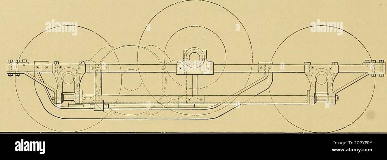 . La gazzetta ferroviaria elettrica, importantpoint, è stata ben elaborata ed è chiaramente illustrata nelle figg. 1, 2 e 5. A tale scopo è previsto un aratro a contatto costituito da un telaio piano, i, appeso alle guide trasversali del carby, sulle quali è libero di scorrere l'intera larghezza della cabina, e che si estende di conseguenza verso il basso attraverso il lotto del condotto. Esso è dotato di un giunto snodato, Q, in modo da adattarsi a tutte le disuguaglianze di strada o di condotto. Tale telaio porta due nuclei conduttori isolati in acciaio piatto, facilmente rinnovati. Due aratri sono utilizzati su ciascun contatto per motivi di assoluta affidabilità, e a. Foto Stock