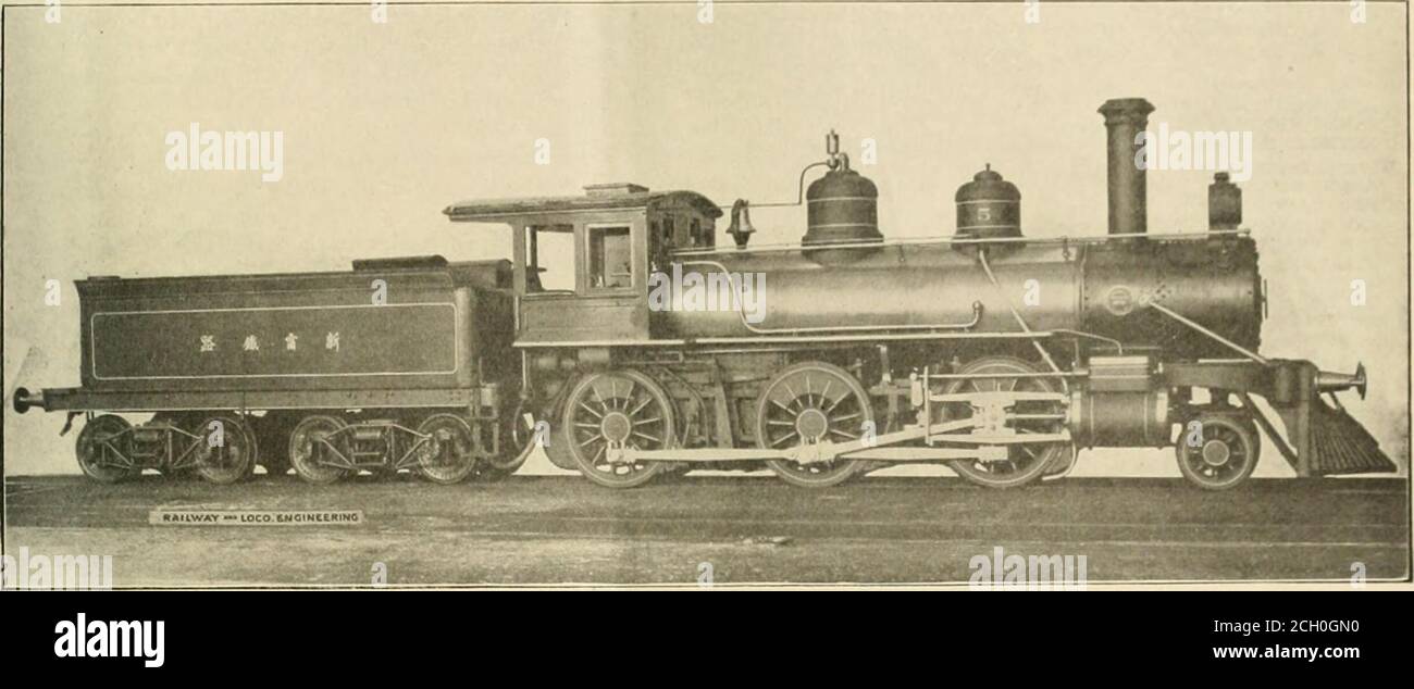 . Ingegneria ferroviaria e locomotiva : una rivista pratica di energia motrice ferroviaria e materiale rotabile . ci sono moreimpurezze in questo tipo di acqua grazie a quella di drenaggio di superficie o di flusso d'acqua - maggio. 1907. INGEGNERIA FERROVIARIA E LOCOMOTIVA 205 Ing. In fiumi. È usuale, iu proietti di nuove ferrovie che attraversano distretti dove ci può notarsi un grande approvvigionamento di acqua, per scavare wells per la fornitura di locomotori. L'effetto sulle caldaie è invariabilmente pernicioso. Si può affermare ampiamente che l'acqua piovana è migliore per le caldaie. Il comparlineul ha posto a sedere quaranta passengerand un fumino Foto Stock