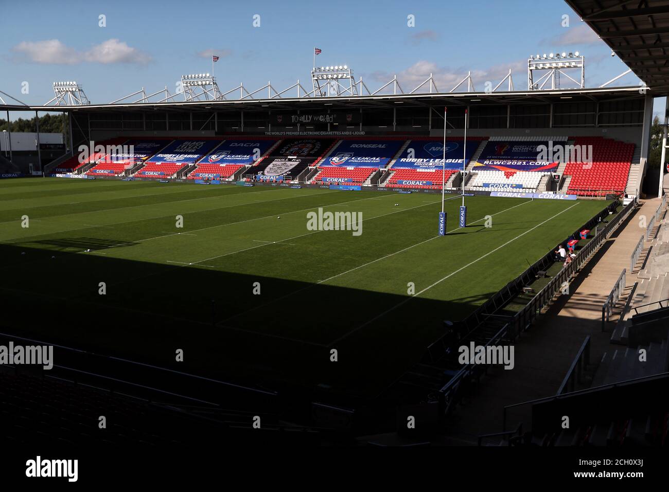 Vista generale dello stadio prima della partita della Betfred Super League al Totally Wicked Stadium, St Helens. Foto Stock