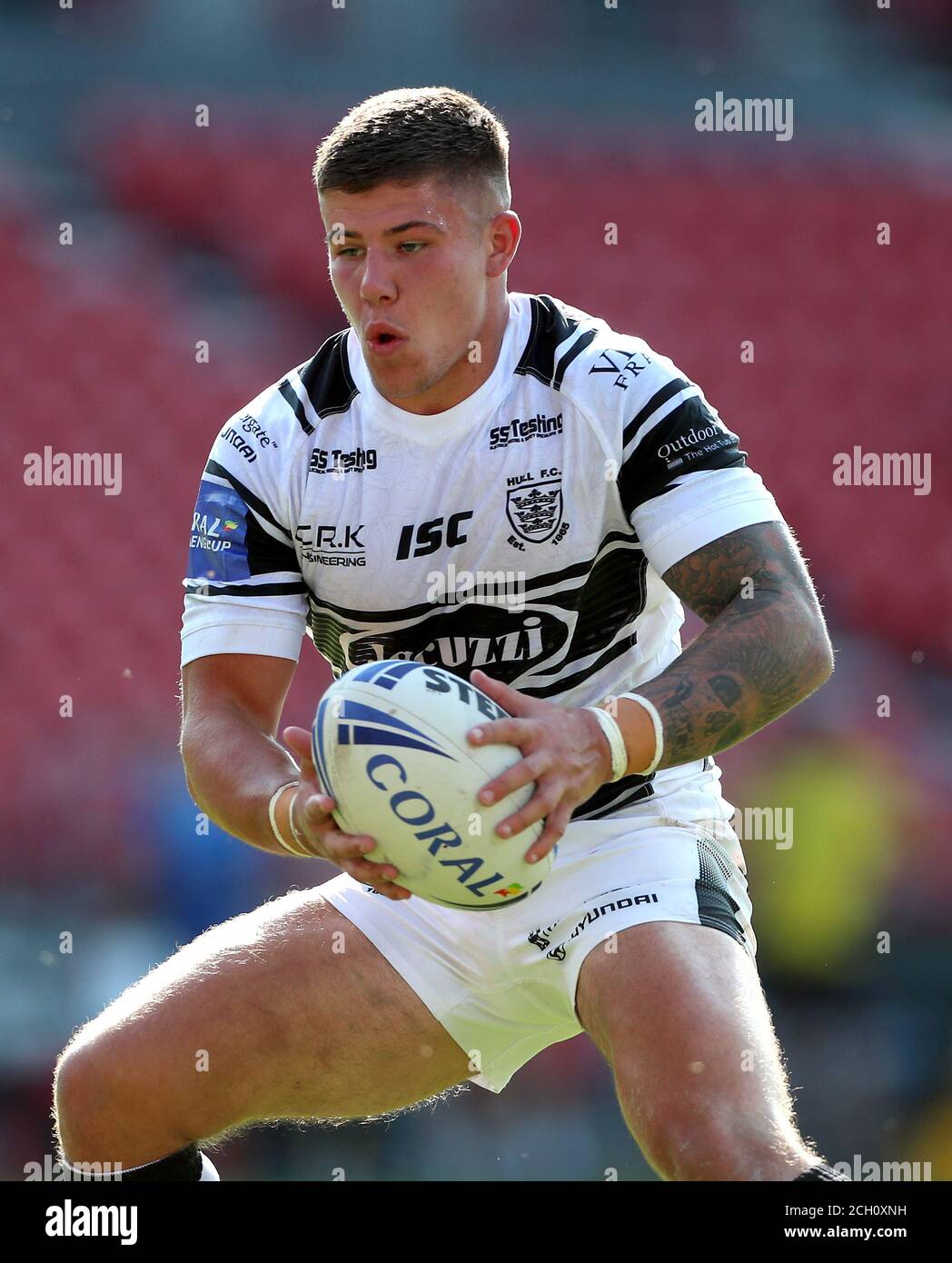 Joe Cator dello Hull FC durante la partita della Betfred Super League al Totally Wicked Stadium, St Helens. Foto Stock