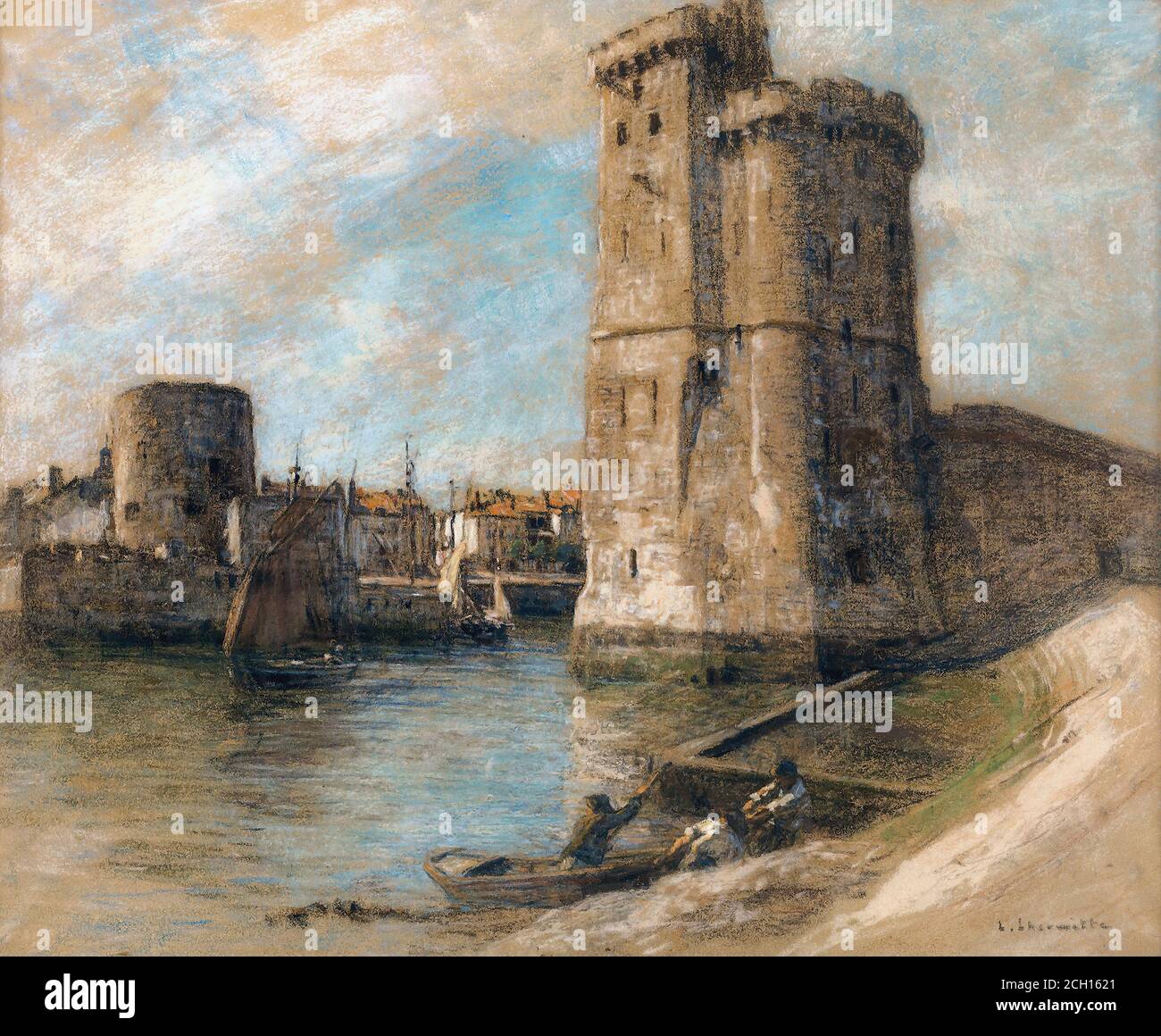 Lhermitte Leon Augustin - Entrée Du Port De la Rochelle - Scuola Francese - XIX e inizio XX secolo Foto Stock