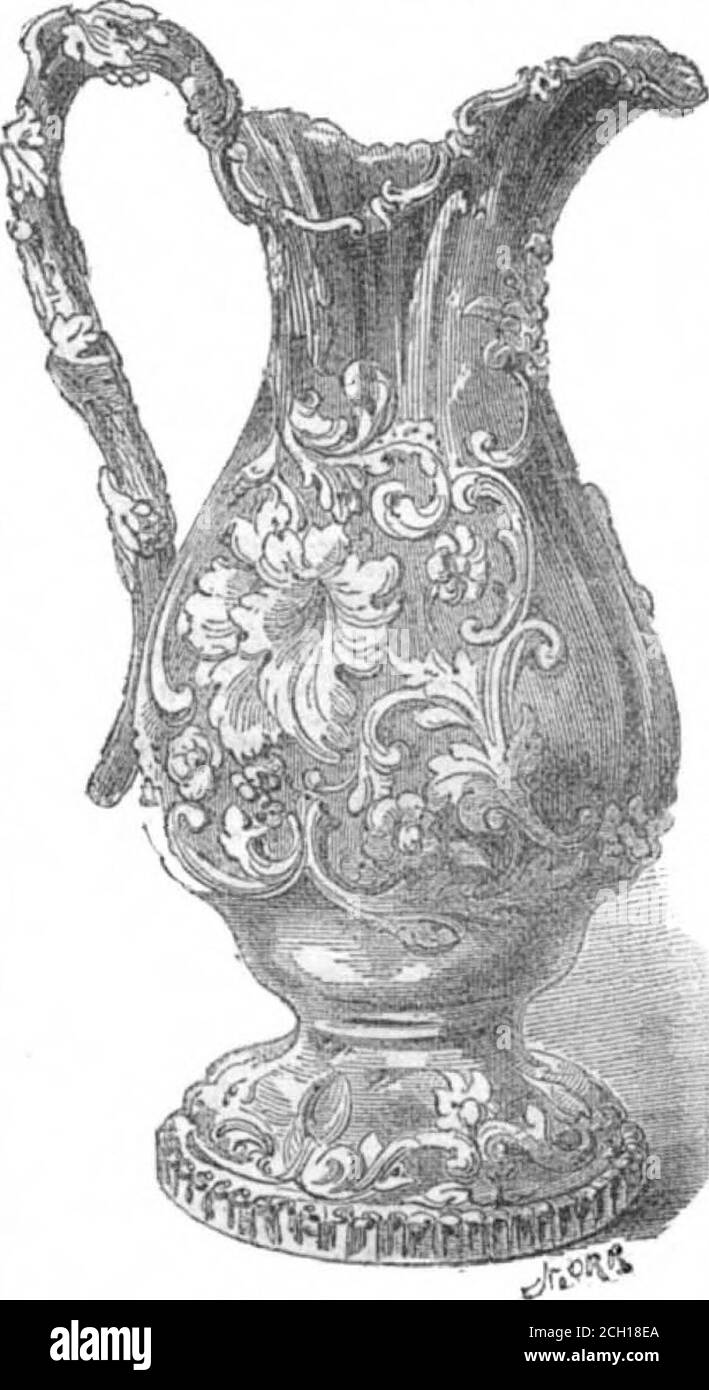 . Volume scientifico americano 07 numero 46 (Luglio 1852) . perluso essere risolto in acqua calda, e un po 'di olio di oliva dolce puro essere versato in esso e ben mescolato-rosso, il liquido diventerà spesso, bianco, andlattoso in apparenza, e anche possedere aflavor molto simile a quello di latte dolce. In alcune parti del nostro paese ci sono benevery gravi siccità questa estate, specialmente nello Stato del Maine. Si afferma che il fieno è solo mezzo cropland che gli agricoltori devono vendere una grande quantità del loro stock prima che l'inverno si metta. Quelli dei nostri farmerswho hanno vacche da latte dovrebbero usare meno forfood di fieno che il Foto Stock