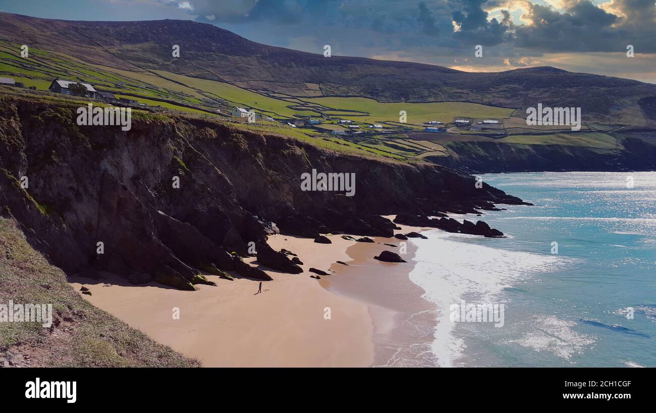grande spiaggia di sabbia in irlanda Foto Stock