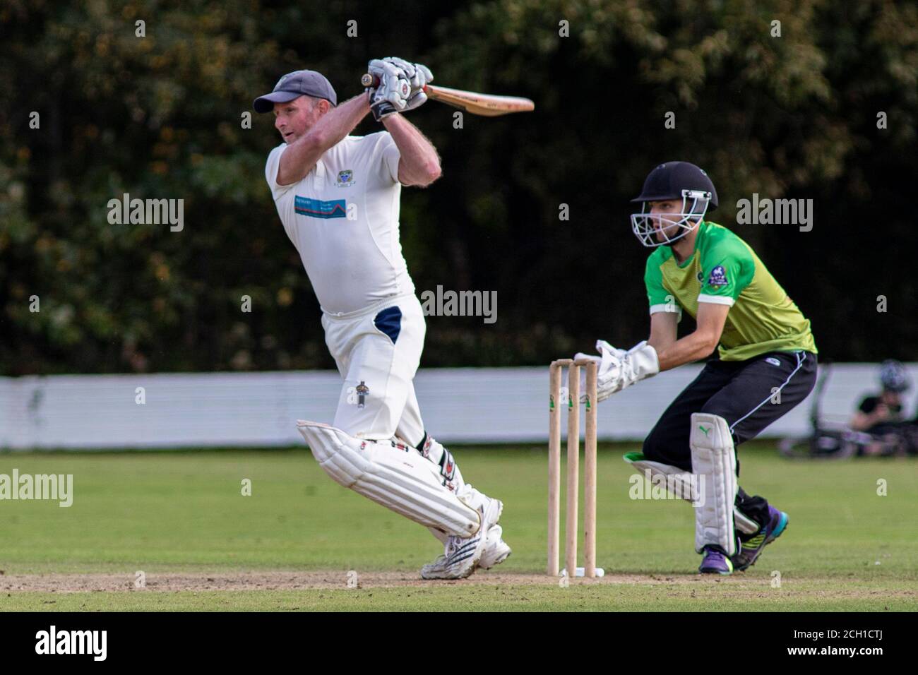 Tondu Cricket Club / Croesyceiliog Cricket Club a Bryn Road il 12 settembre 2020. Lewis Mitchell/Tondu CC. Foto Stock