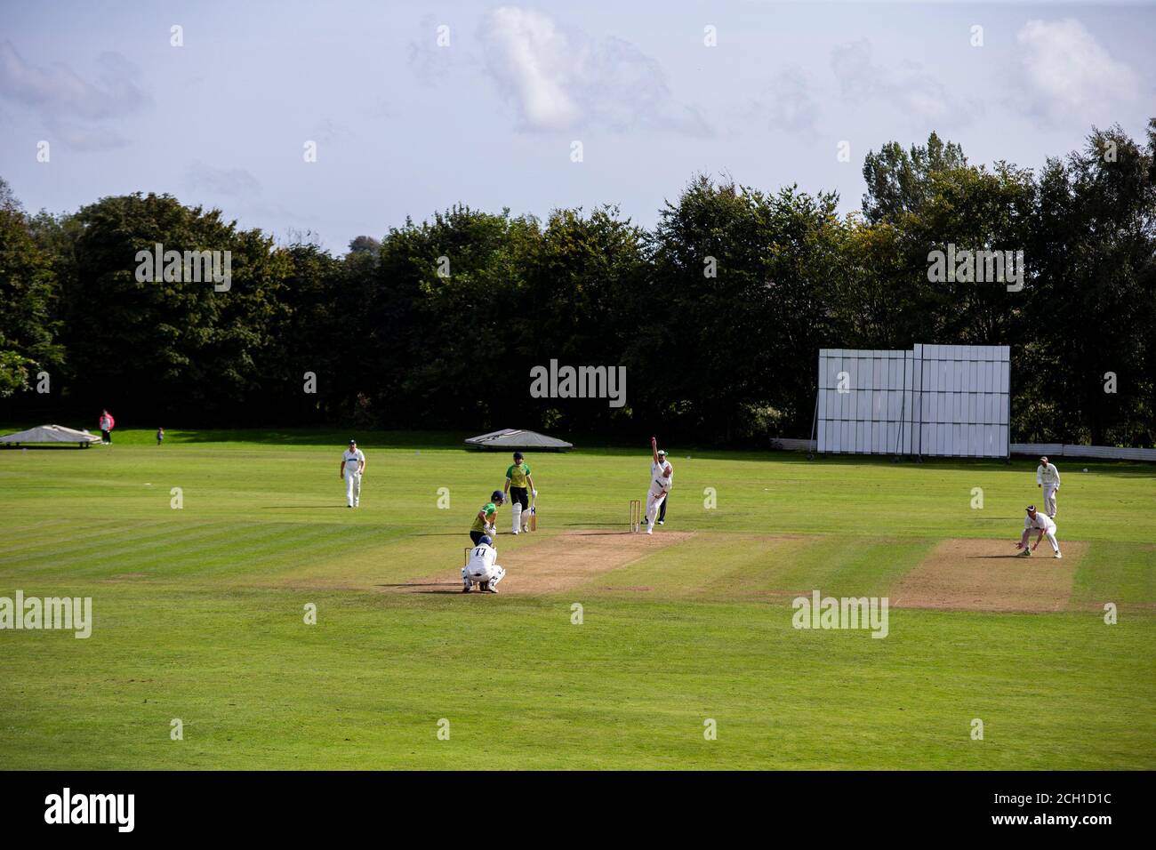 Tondu Cricket Club / Croesyceiliog Cricket Club a Bryn Road il 12 settembre 2020. Lewis Mitchell/Tondu CC. Foto Stock