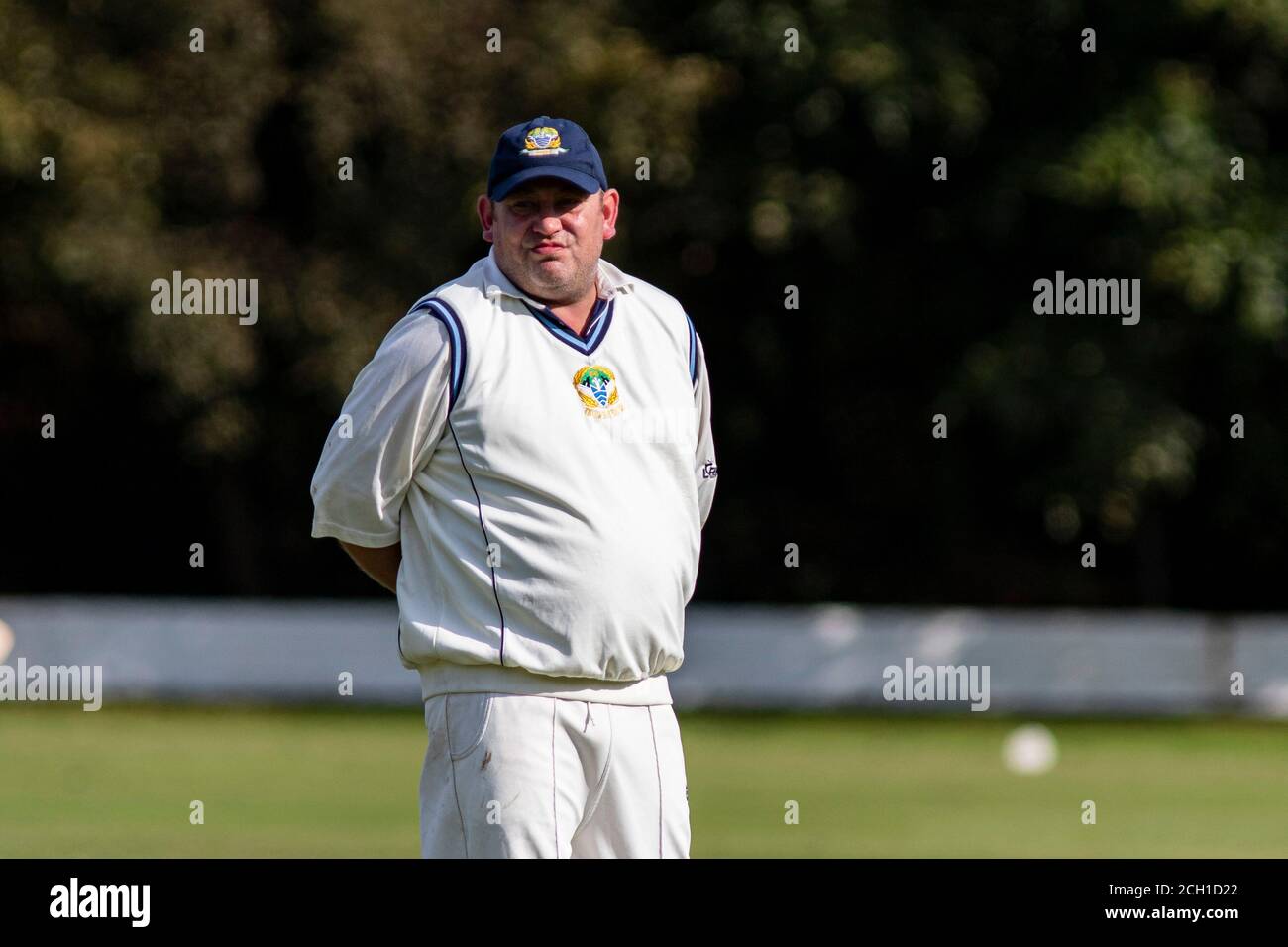 Tondu Cricket Club / Croesyceiliog Cricket Club a Bryn Road il 12 settembre 2020. Lewis Mitchell/Tondu CC. Foto Stock