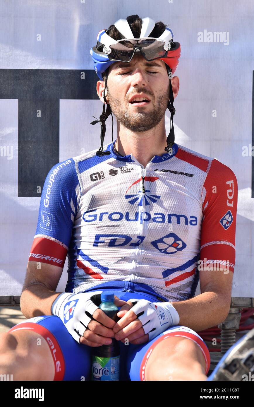 loreto, Italia, 13 Set 2020, THOMAS Benjamin (fra) - GROUPAMA - FDJ esaurito al termine della gara durante la 7^ Tappa Pieve Torina - Loreto, Ciclismo Tirreno Adriatico - Credit: LM/Roberto Bartomeoli/Alamy Live News Foto Stock