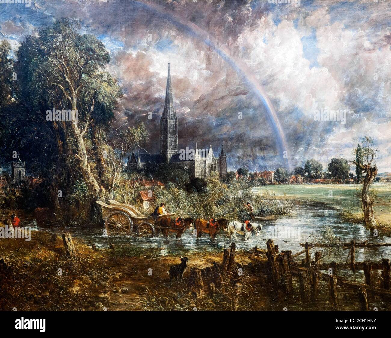 Salisbury Cathedral from the Meadows (esposizione 1831) Di John Constable (1776-1837) vernice ad olio su tela Foto Stock