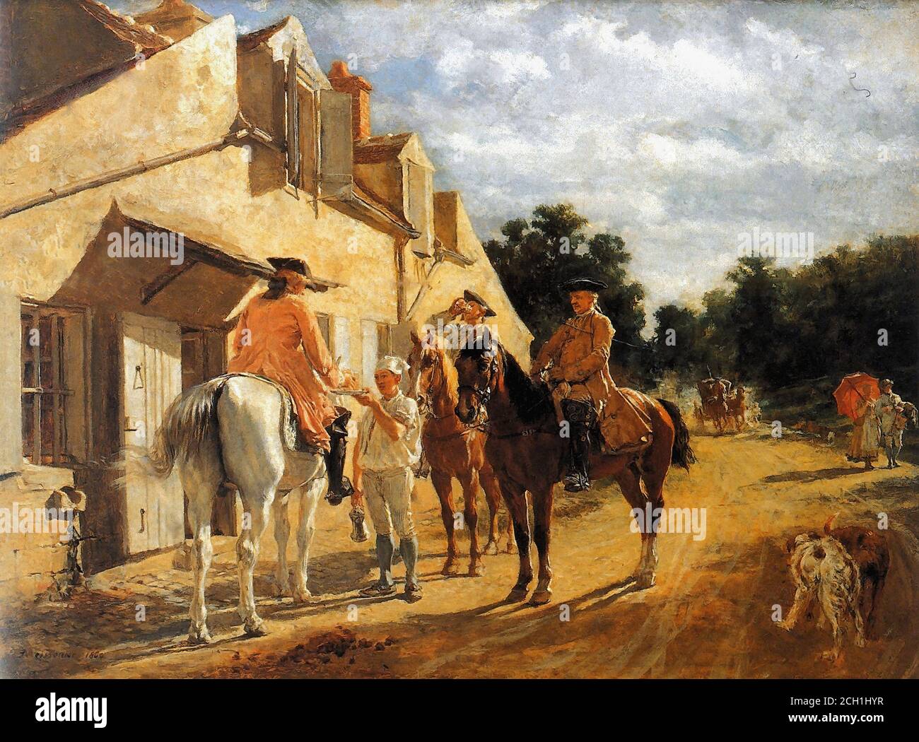 Meissonier Jean-Louis Ernest - presso la stazione di relè - Francese Scuola - 19 ° e inizio del 20 ° secolo Foto Stock