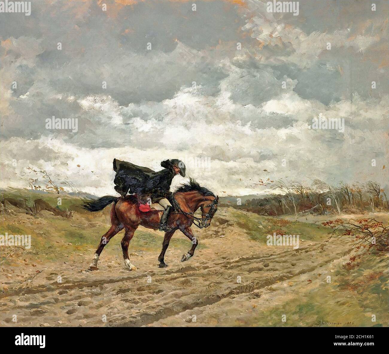 Meissonier Jean-Louis Ernest - il viaggiatore (Il maresciallo Ney a cavallo combattendo contro il vento) - Scuola Francese - XIX e inizio XX secolo Foto Stock