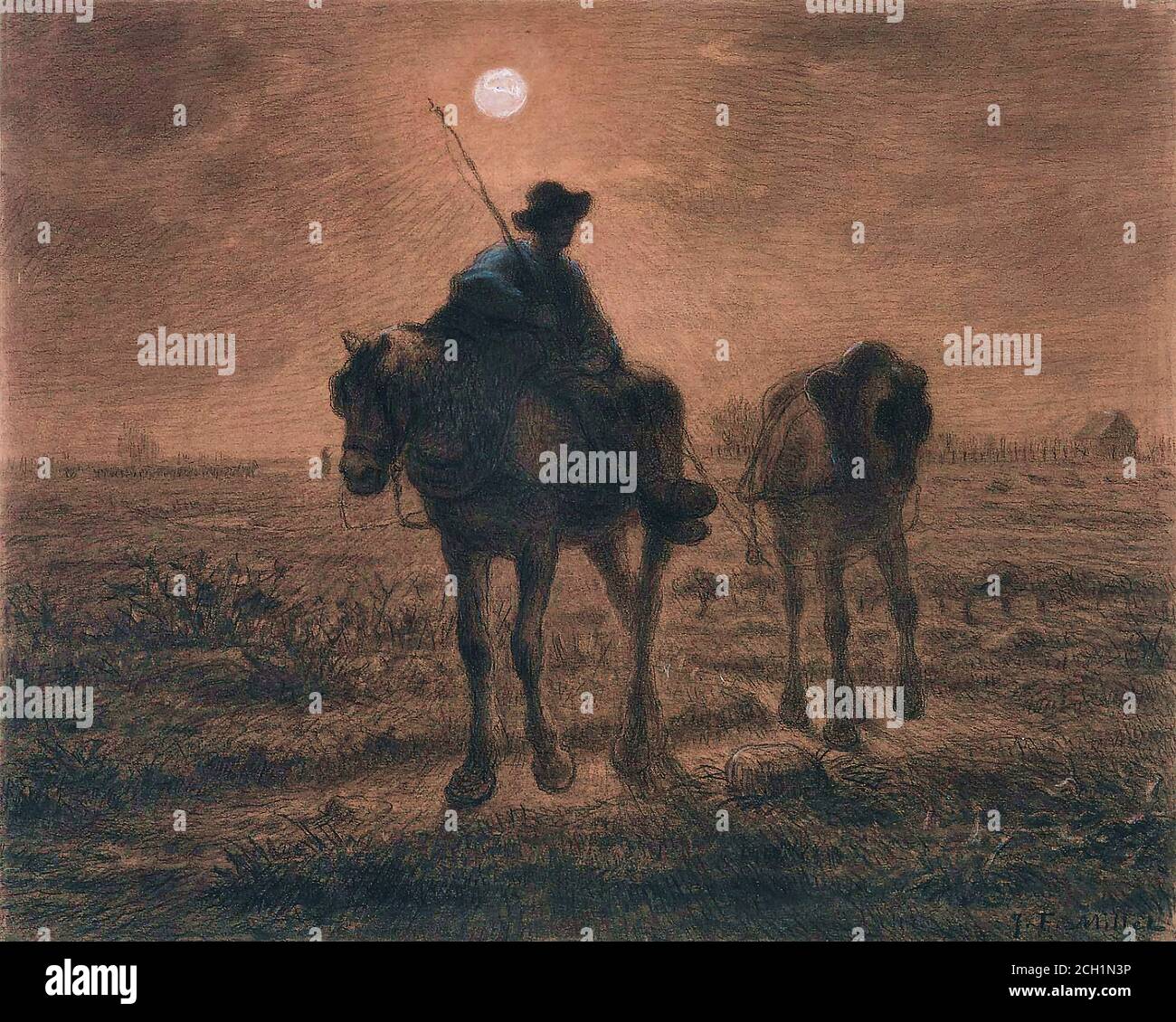 Millet Jean-François - dopo il lavoro del giorno - Scuola di francese - 19 e inizio del 20 ° secolo Foto Stock