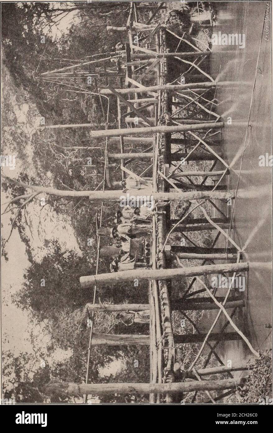 . Le chemin de fer du Congo (Matadi-Stanley-Pool). De 5o mètres. 7 ponts de 3o mètres (dune travée) .7, palier et alignement. 1 pont de 40 mètres (dune travée), en rampe de 28 millimètreset courbe à droite de 5o mètres. 3 ponts de 5o mètres (2 dune travée et 1 de trois travées) :3, palier et alignement. 3 ponts de 60 mètres : 1, palier et alignement dune travée, i, palier et alignement de trois travées, i, palier et coube à gauche de 5o mètres dune travée. 1 pont de 70 mètres en deux travées de 20 mètres et une travéede 3o mètres, en palier et alignement. 1 pont de 80 mètres (dune travée), e Foto Stock