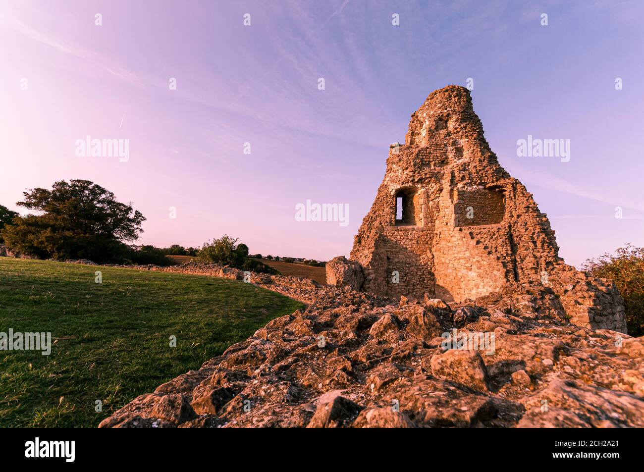 Castello di Hadleigh al tramonto Foto Stock