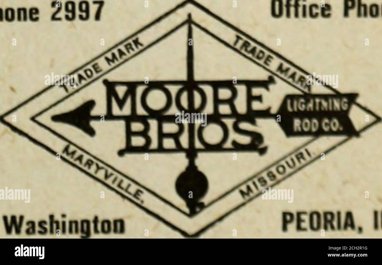 . Peoria, Illinois, directory della città . ington e Peoria Bushell Anna Miss Wks Ideal Laundryr 306 Chestnut BUSHELL A. A. & SON (John W.Bushell) Roofs e Roofing ma-terial. 1317-19 S. Washington.Phones 671, Res. Phones 915 (Seeadvt. Sulla mappa e Roofing Bushell A Walter Salesman A ABushell & Son r 220 St James Bushell Emma M Miss r 216 St James BUSHELL JOHN W. (A. Bushell &Son) 1317-19 S. Washington, r 220ST. James Bushell John W jr con UN Bushell & Son r 220 St JamesBushell Katherine Miss supervisore Central Union Tel Co r 117 N Park Pi Bushell Kathryn F Miss con un ABushell & Son r 220 St Ja Foto Stock