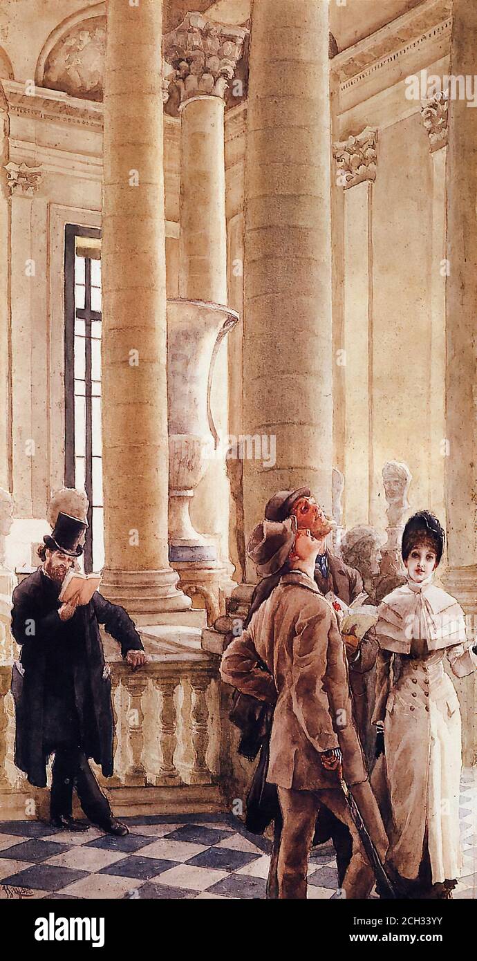 Tissot James Jacques - al Louvre (Visitatori stranieri al Louvre) - Scuola Francese - XIX e inizio XX secolo Foto Stock