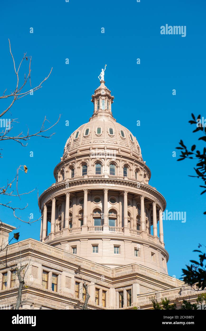 Il Campidoglio dello stato del Texas è l'edificio del campidoglio e sede del governo del Texas nel centro di Austin, Texas, Texas, Stati Uniti. Foto Stock