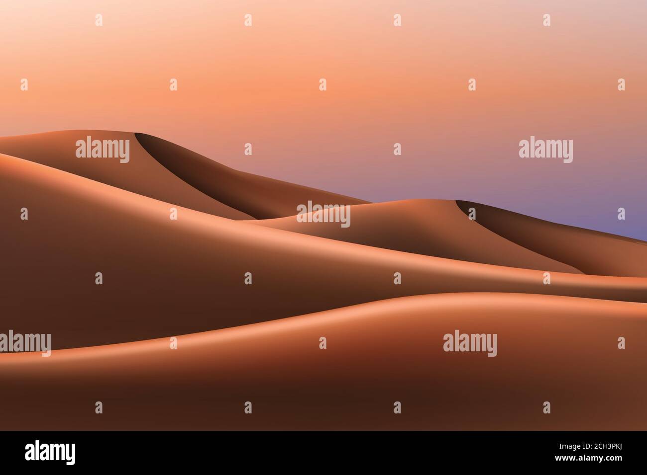 design di dune e tramonto, deserto paesaggio sfondo illustrarion Illustrazione Vettoriale
