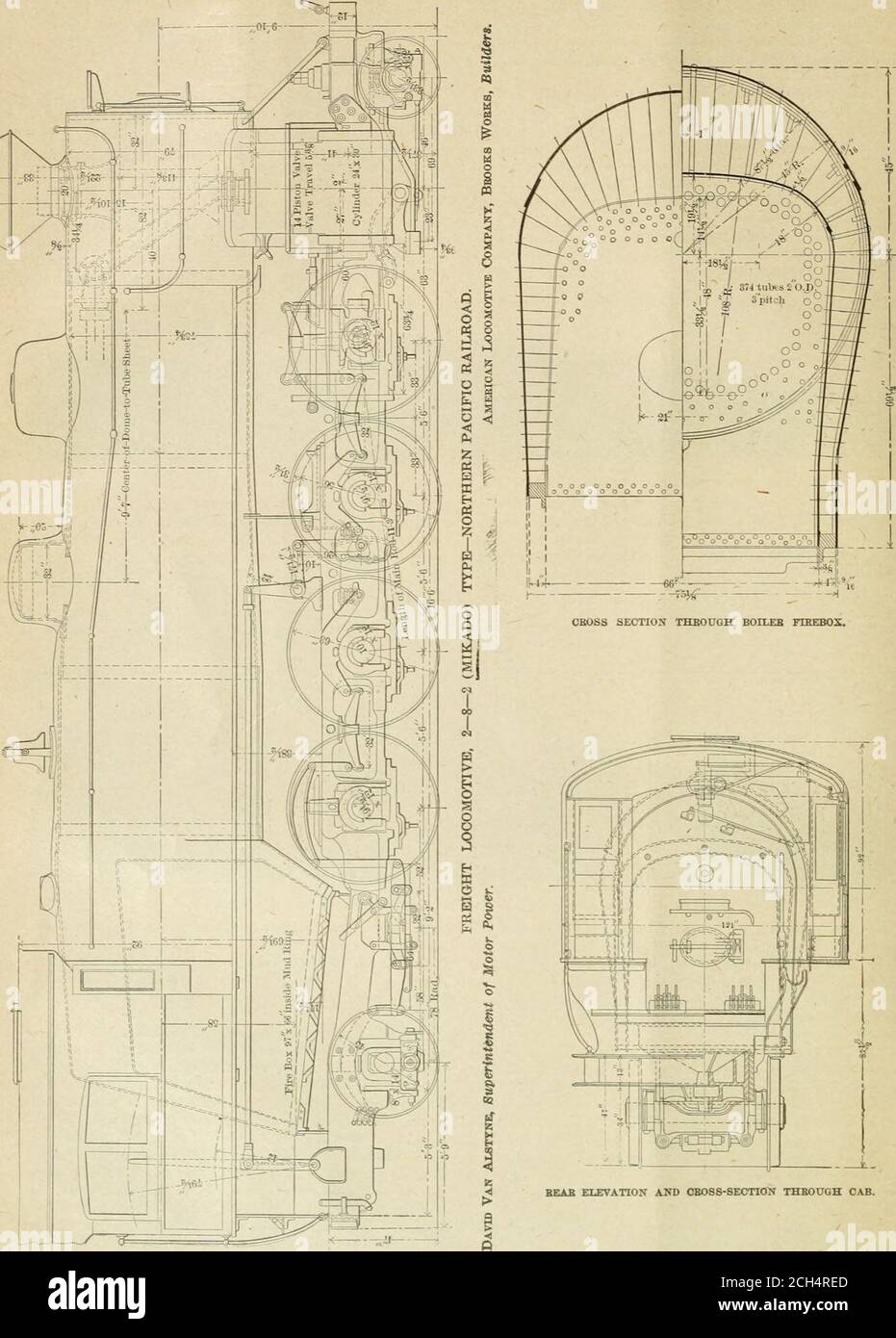 . Ingegnere americano e giornale ferroviario. Vel le aperture terminali sono coperte da canvu dooi operati da rotolando al posto della parete terminale*. L'ubicazione dei forni di hese wasnhown sul piano generale lusted nel numero di dicembre anno di anno di lant i restanti edifici, drenaggio, protezione Bre sistemi di ANDing ho dewrlhed • il sig. David Van Alstyne, sovrintendente meccanico, è aleader nel fornire ampio .vapore e spazio di acqua e abbondantroom tra i tulte per la circolazione. Come questi locomotivesare a lavorare in un distretto di acque molto cattive, le prestazioni di questi nuovi locomotives saranno wa Foto Stock