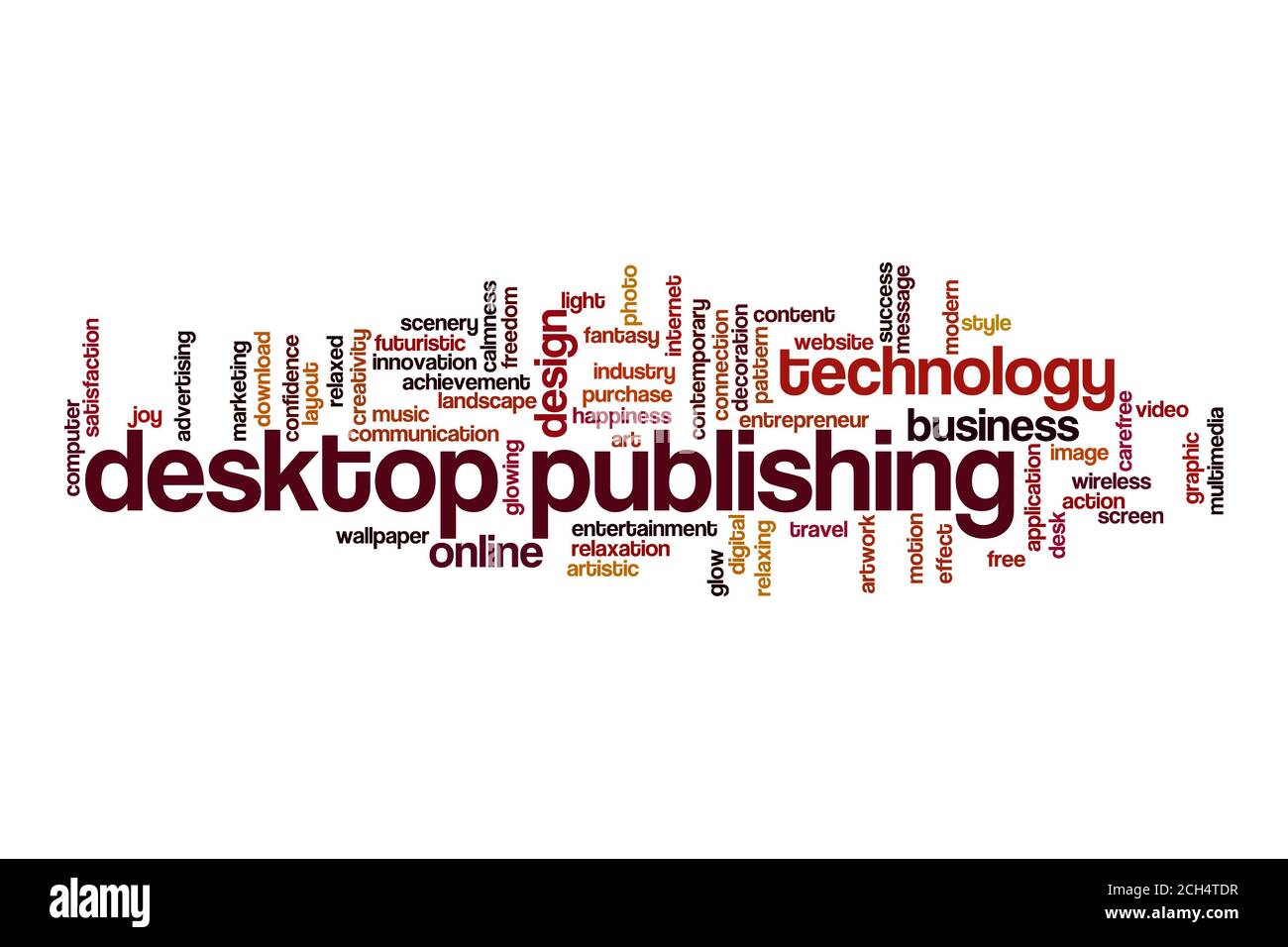 Concetto di cloud desktop publishing su sfondo bianco Foto Stock