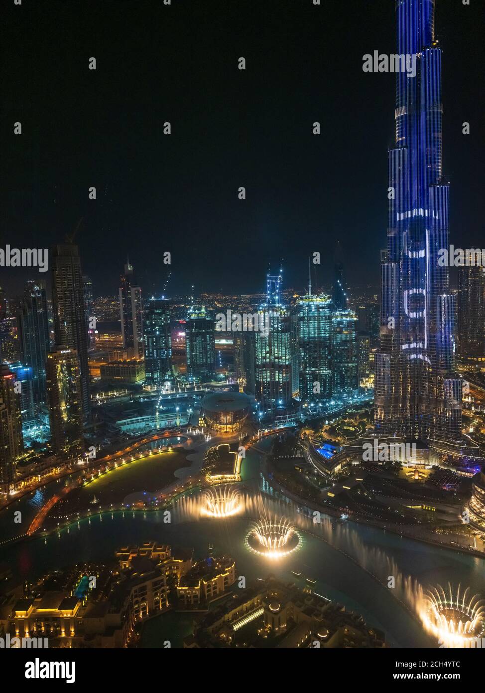 Dubai Burj Khalifa di notte Foto Stock