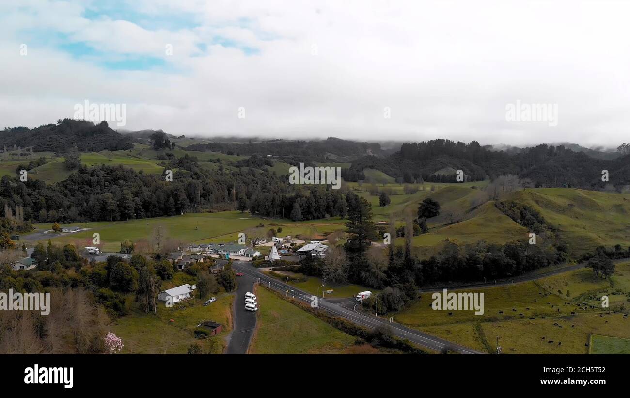 Waitomo Hills vista aerea panoramica, Nuova Zelanda. Foto Stock
