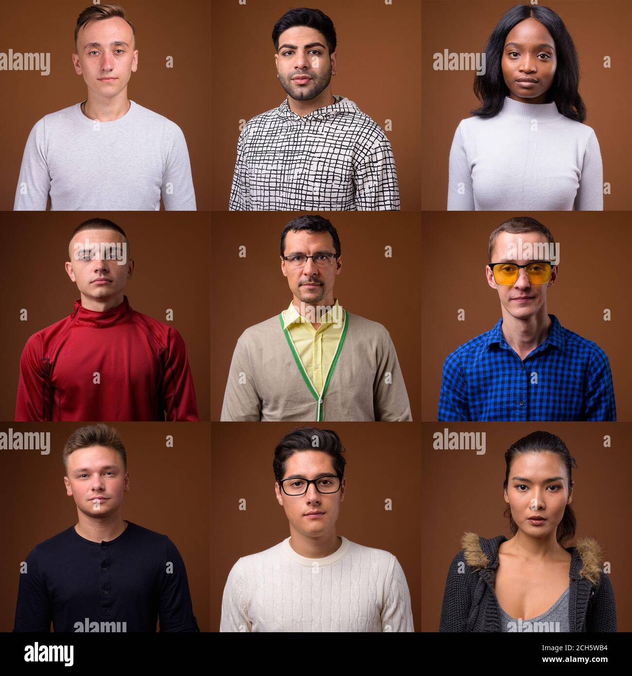 Collage di persone multietniche e miste Foto Stock