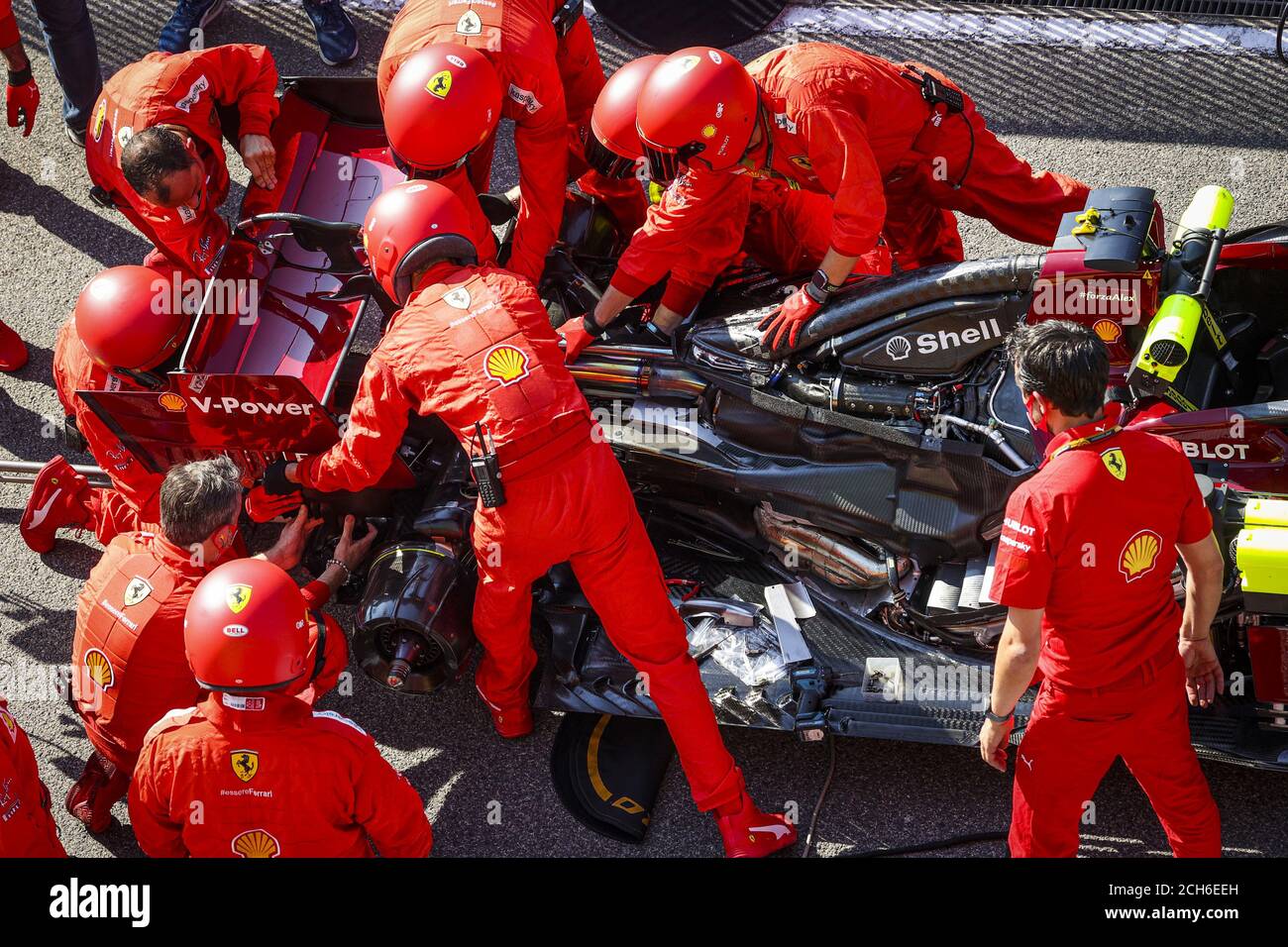Motore della Scuderia Ferrari SF1000, dettaglio meccanico durante la Formula 1 Pirelli Gran Premio della Toscana Ferrari 1000, Gran Premio di Toscana 2020, Foto Stock