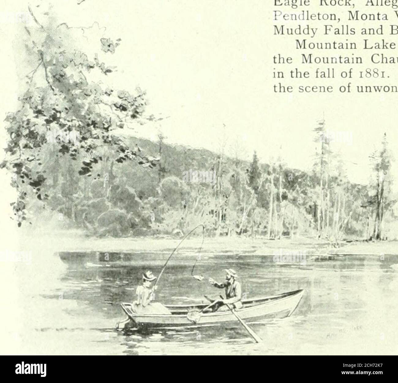 . Libro del Royal Blue. Concerti band, l'acquisizione della thisfamous orchestra soprattutto prehadowsa successo estate. I cottage non sono affatto un'attrazione laterale di questo popolare resort. Le squisite piccole case sono completamente arredate e possono essere affittate per scopi di pulizia regolare, o, se lo si desidera, gli occupanti possono ottenere i loro mealsdall'hotel. Il Parco dei Cervi non condivide da solo l'amabilità delle Glades. A sei chilometri circa a ovest si trova il Mountain Lake Park e a tre chilometri circa a ovest si trova Oakland.questi resort si trovano anche sulla linea principale della ferrovia Baltimora & Ohio. Lago di montagna P Foto Stock