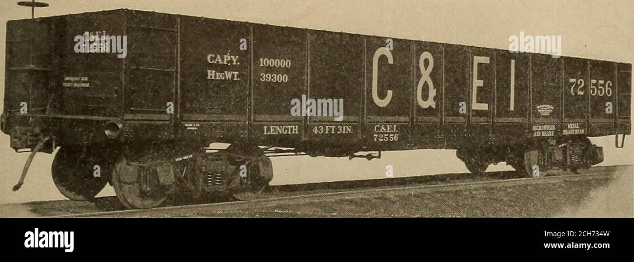 . Il dizionario dei costruttori di automobili; un vocabolario illustrato dei termini che designano le automobili ferroviarie americane, le loro parti, allegati e particolari di costruzione .. . Fig. 44. Gondola, fondo piatto, sottotelaio in acciaio strutturale, corpo in legno. Capacità, 100,000 lb peso 44,800 lb Standard Steel Car Co., costruttori. (Disegni di questo arco di automobile mostrati nelle Figg. 411-413.). Fig. 45. Cabina Auto, fondo piatto, sottotelaio in acciaio pressato. Capacità, 100,000 lb peso, 39,300 lb Western Steel Car & Foundry Co., costruttori. 9139 P GH % MO SU R UN R R. FIG. 46. Gondola Auto, caduta in basso, lato alto. Capacità, Foto Stock